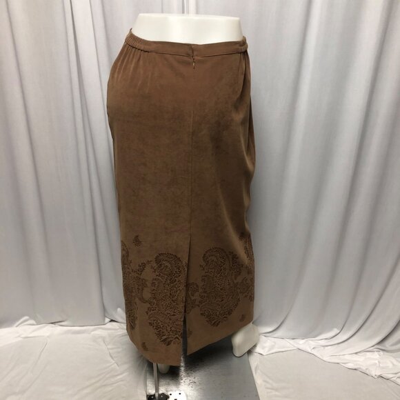 Norton McNaughton Maxi Skirt Womens Size 10 Brown Back Zipper Paisley Western - Picture 5 of 8